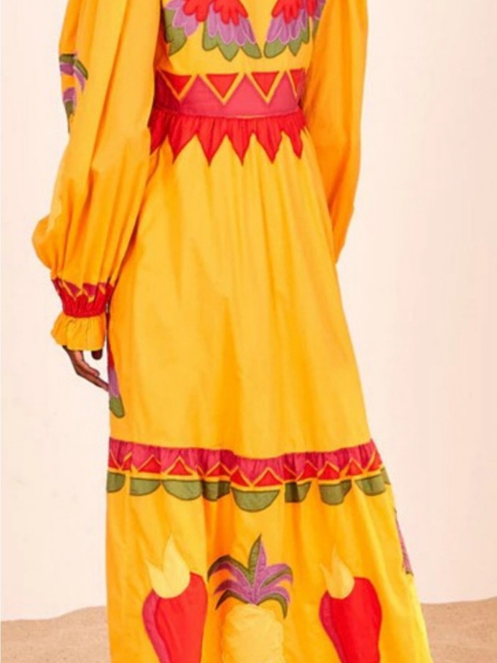 FARM Rio Vibrant Yellow Maxi Dress with Multicolor Embroidery - Picture 6 of 6